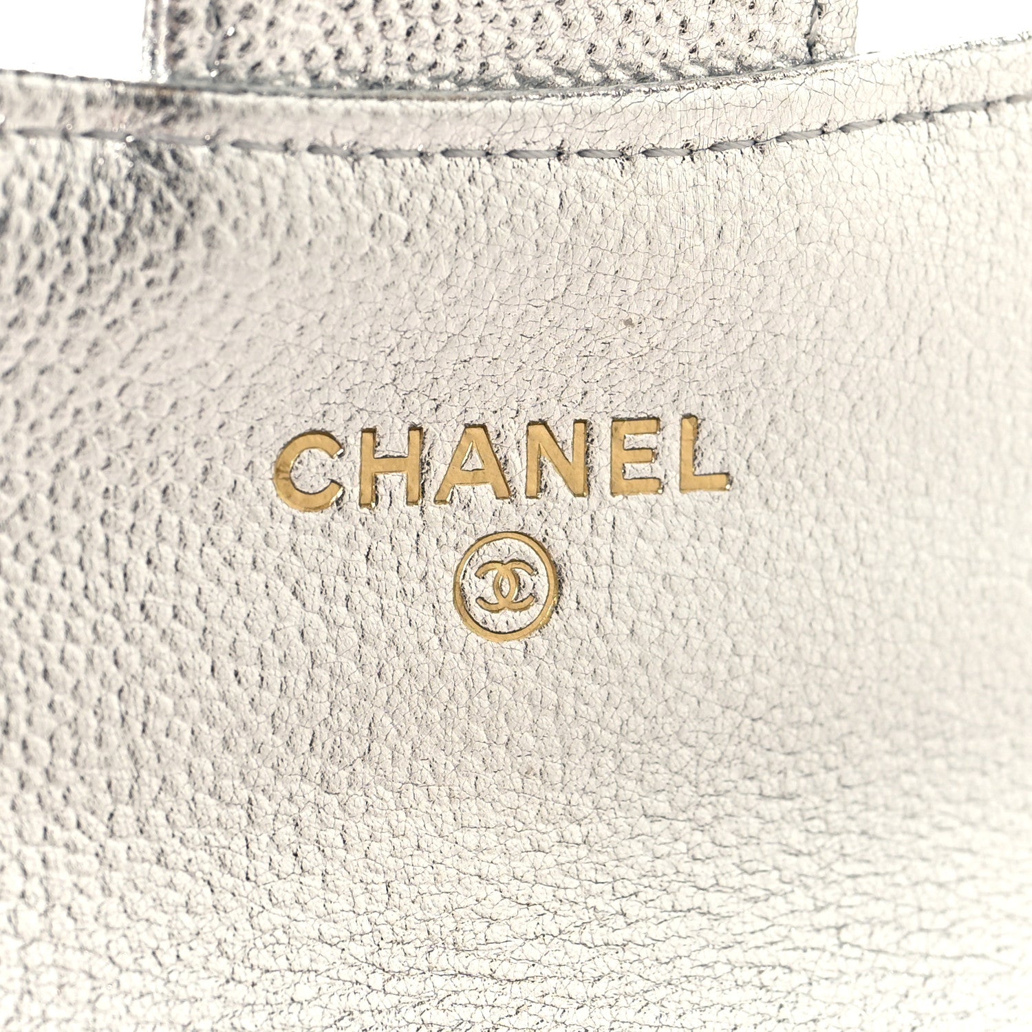 Chanel Metallic Caviar Quilted Flap Card Holder Wallet Silvery 6 of 9