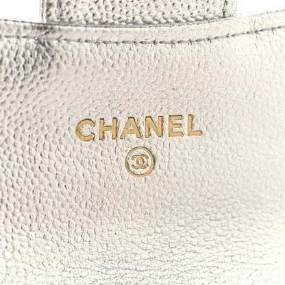 Chanel Metallic Caviar Quilted Flap Card Holder Wallet Silvery 6 of 9