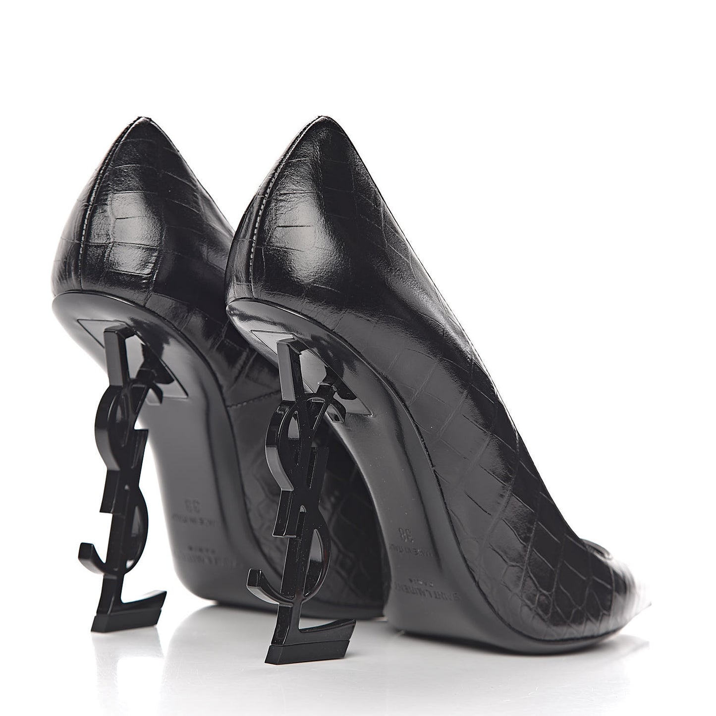 Calfskin Crocodile Embossed Opyum 110 Pumps 38 Black