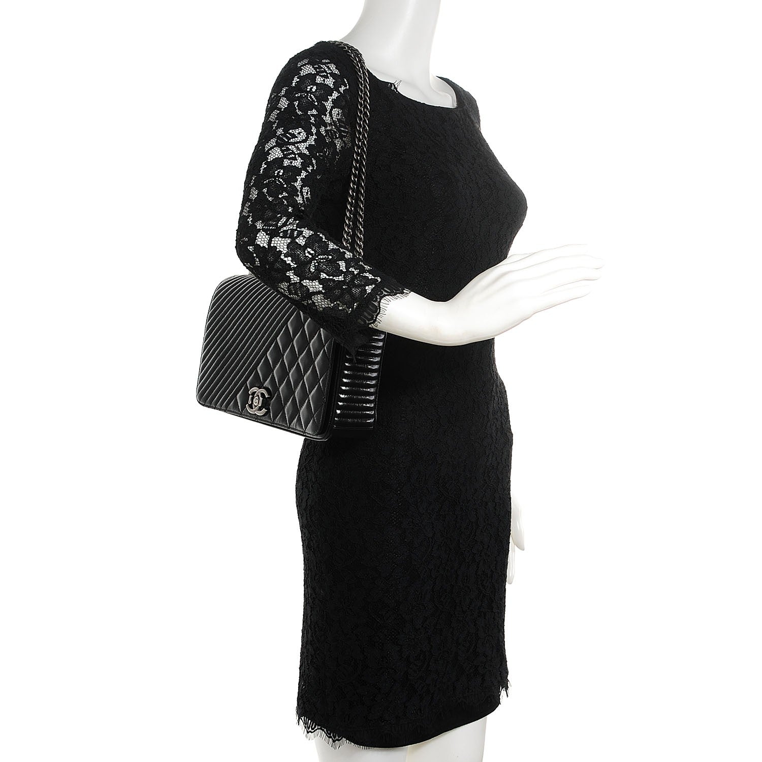 Chanel Glazed Calfskin Quilted Medium Coco Boy Flap Black 6 of 7