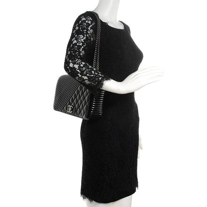 Chanel Glazed Calfskin Quilted Medium Coco Boy Flap Black 6 of 7
