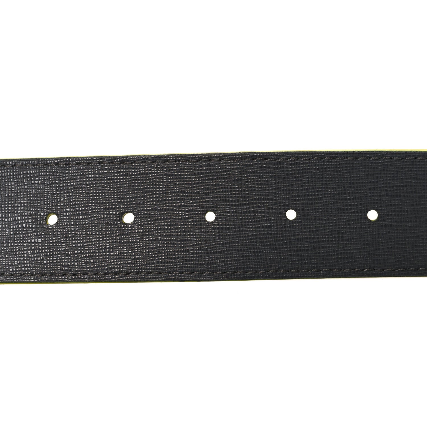 Fendi Vitello Century Elite Enamel FF Buckle Belt 105 42 Black Giallo Fluo 4 of 6