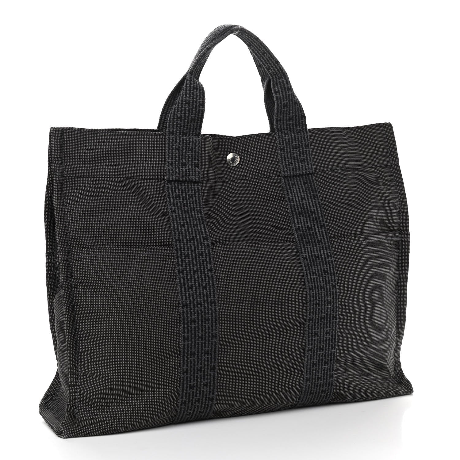 Hermes Canvas Herline MM Tote Grey 3 of 11