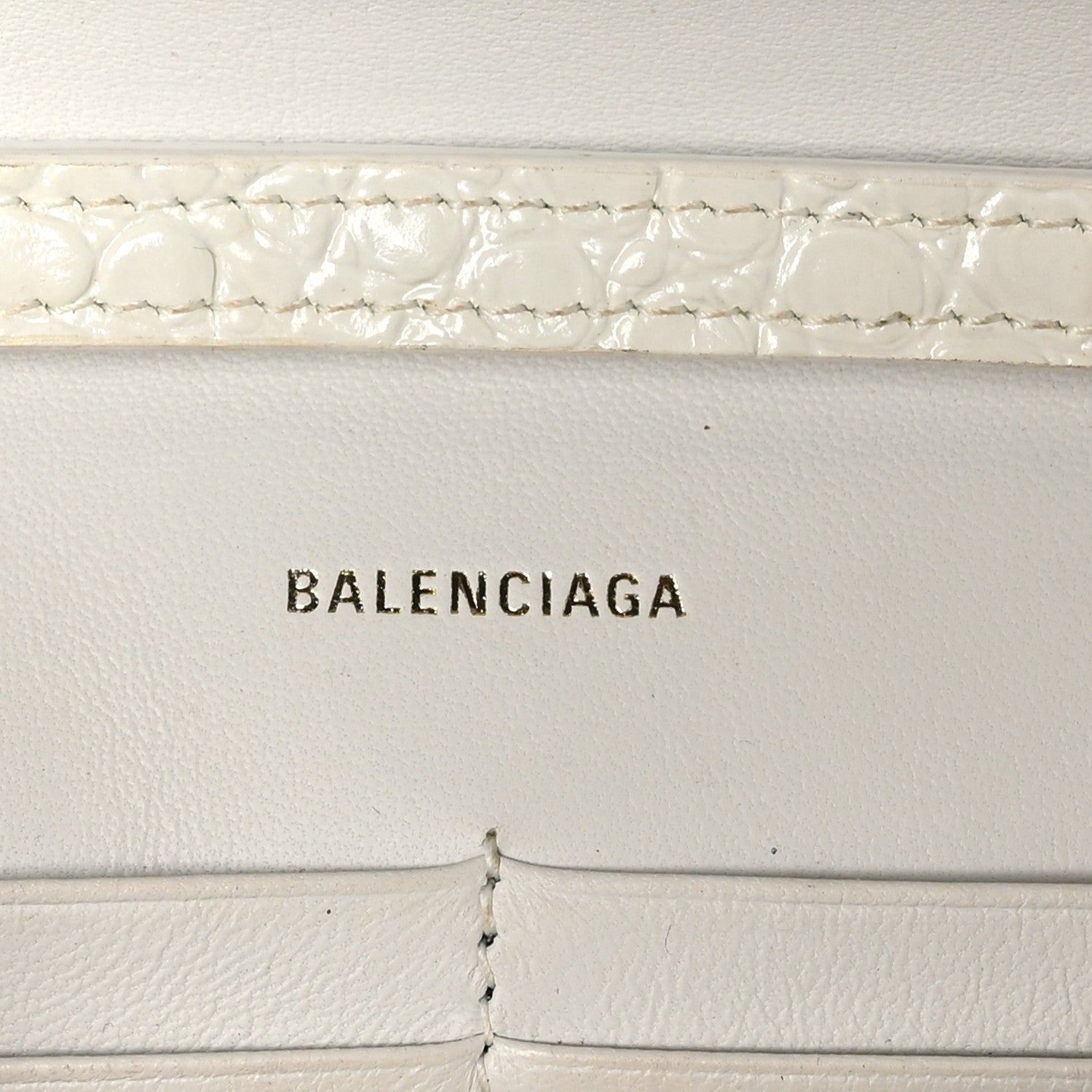 Balenciaga Shiny Calfskin Crocodile Embossed Hourglass Chain Bag White 6 of 10
