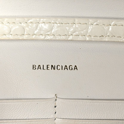 Balenciaga Shiny Calfskin Crocodile Embossed Hourglass Chain Bag White 6 of 10