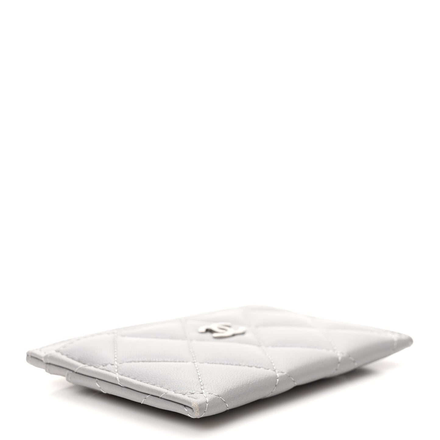 Lambskin Quilted Card Holder Grey