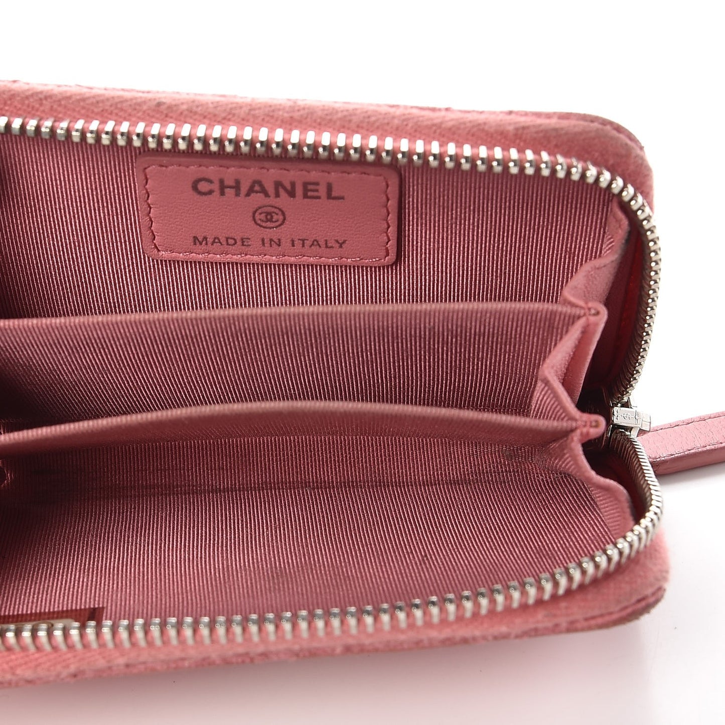 Lambskin Quilted Zip Around Coin Purse Wallet Pink