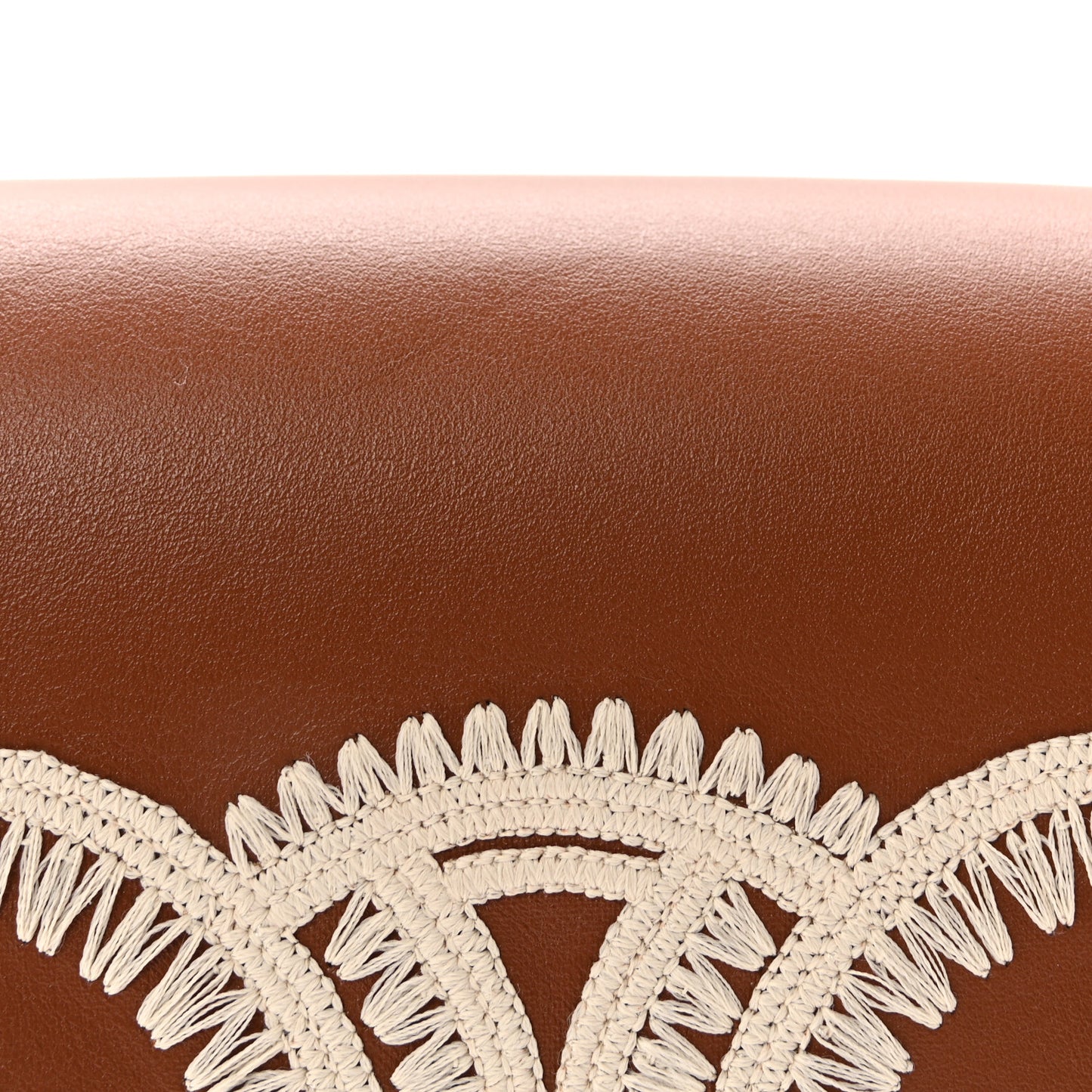 Smooth Calfskin Cuir Triomphe Embroidered Folco Crossbody Bag Tan