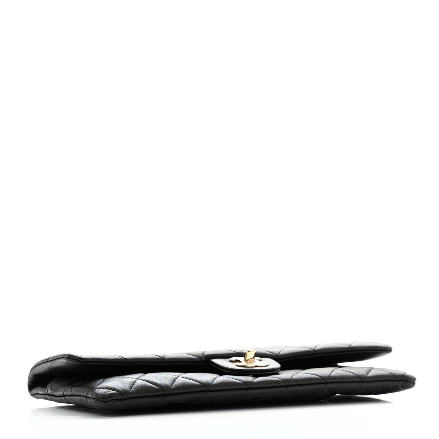 Lambskin Quilted Flap Clutch Black
