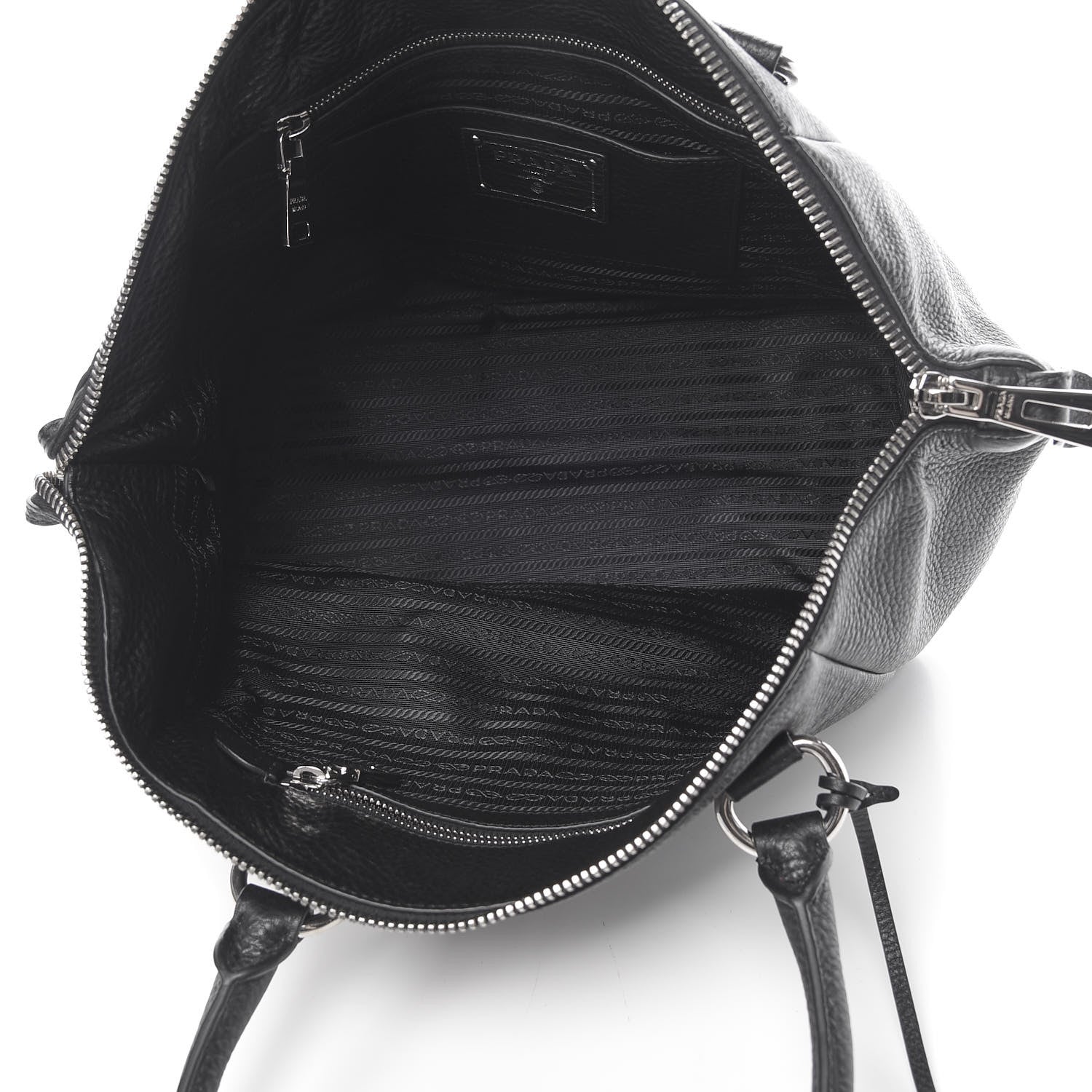 Prada Vitello Daino Double Handle Satchel Black 5 of 11
