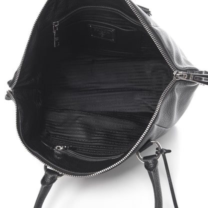 Prada Vitello Daino Double Handle Satchel Black 5 of 11