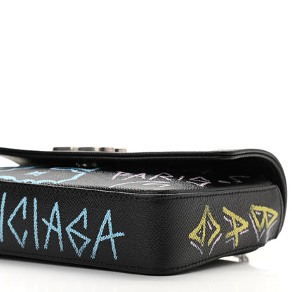 Balenciaga Calfskin Graffiti BB Chain Wallet Black Multicolor 8 of 8