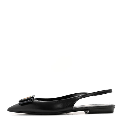Saint Laurent Patent Smooth Lambskin Anais Slingback Flats 40.5 Navy Black 1 of 9