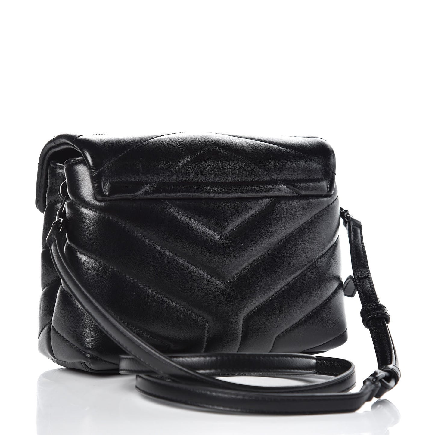 Calfskin Y Quilted Monogram Toy Loulou Crossbody Bag Black