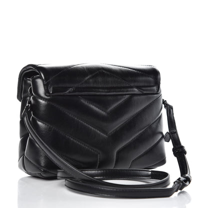 Saint Laurent Calfskin Y Quilted Monogram Toy Loulou Crossbody Bag Black 3 of 8