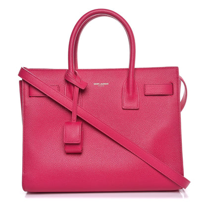 Saint Laurent Grained Calfskin Baby Sac De Jour Lipstick Fuchsia 1 of 8