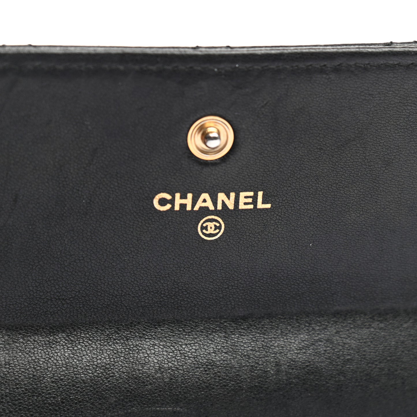 Lambskin Quilted Large Gusset Flap Wallet Black