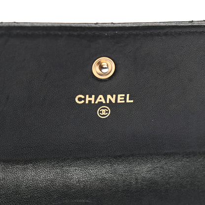 Chanel Lambskin Quilted Large Gusset Flap Wallet Black 6 of 10