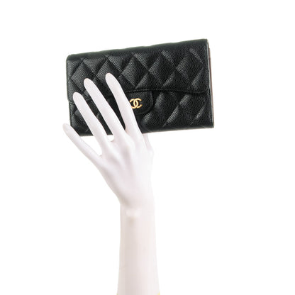 Chanel Caviar Quilted Large Flap Wallet Black 2 of 8