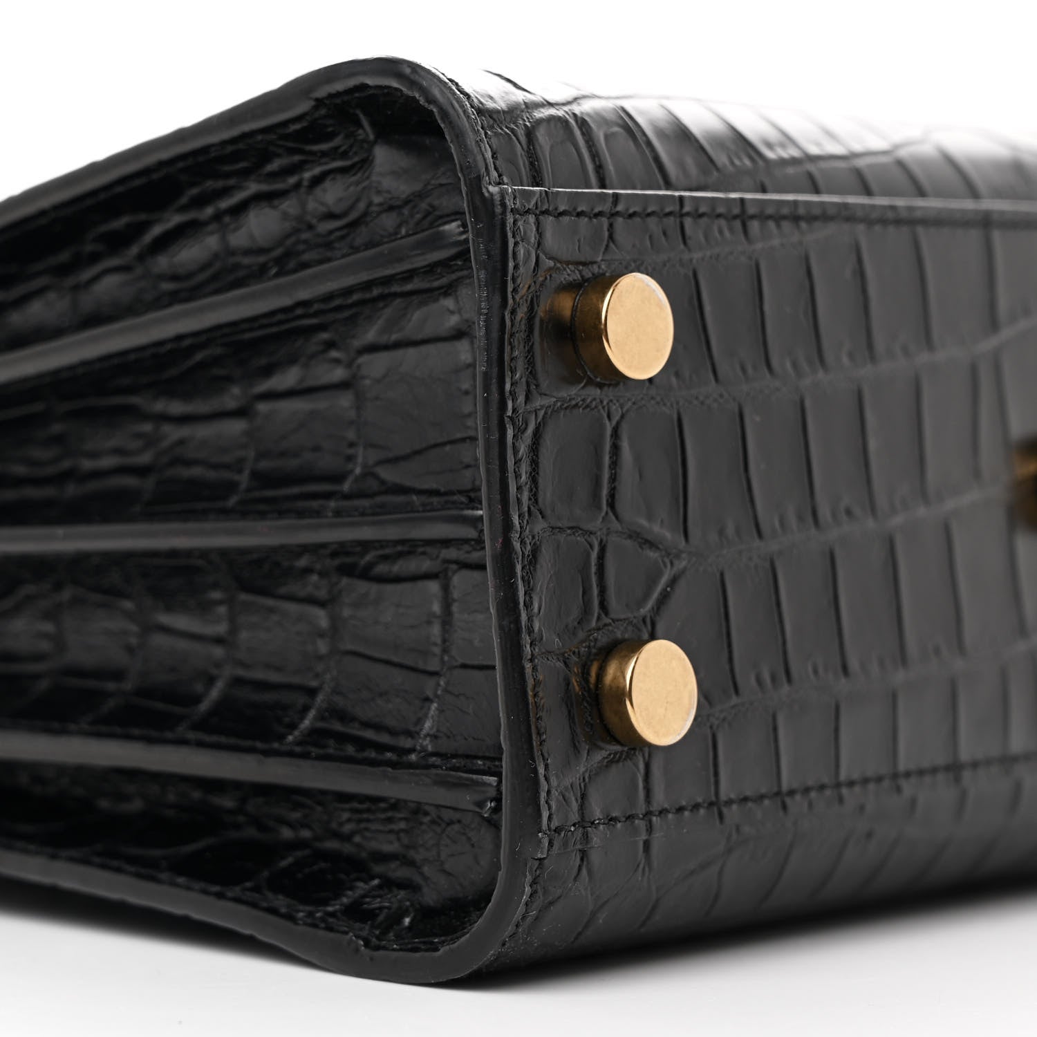 Saint Laurent Calfskin Crocodile Embossed Nano Sac De Jour Black 9 of 10