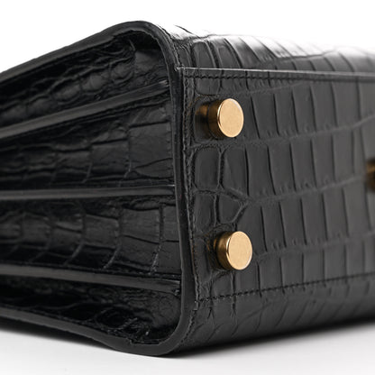 Saint Laurent Calfskin Crocodile Embossed Nano Sac De Jour Black 9 of 10