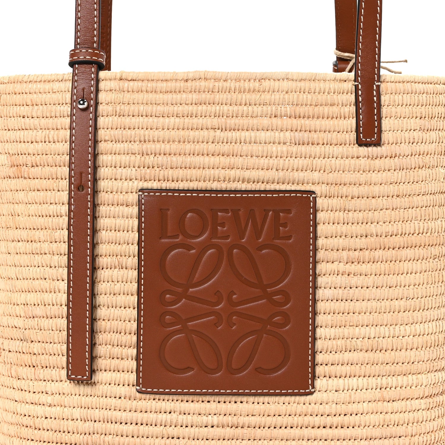 Loewe Raffia Small Square Basket Tote Bag Natural Pecan 7 of 9