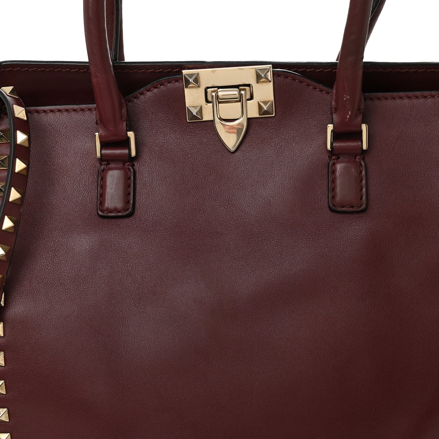 Vitello Rockstud Double Handle Tote Rubin