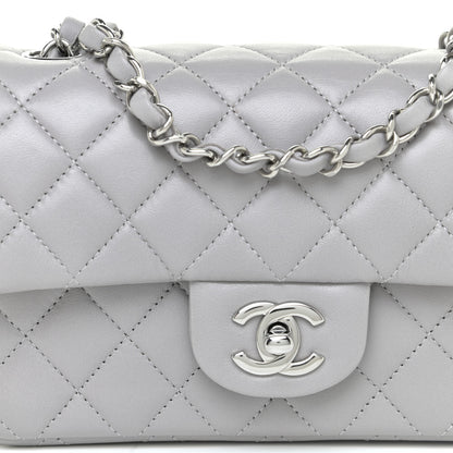 Chanel Lambskin Quilted Mini Rectangular Flap Grey 9 of 16