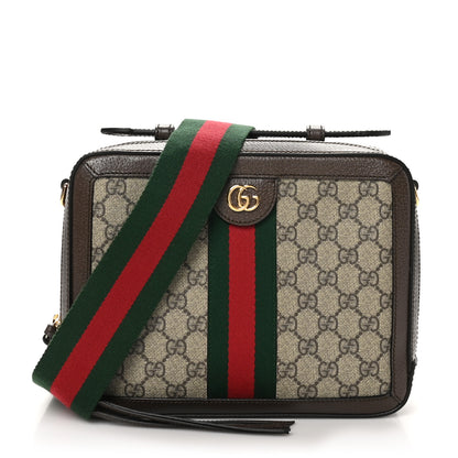 Gucci GG Supreme Monogram Web Small Ophidia Top Handle Shoulder Bag Brown 1 of 10
