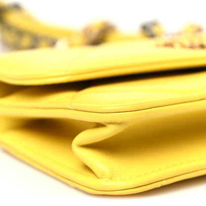 Chanel Lambskin Quilted Chanel 19 Flap Phone Holder With Chain Yellow 10 of 12