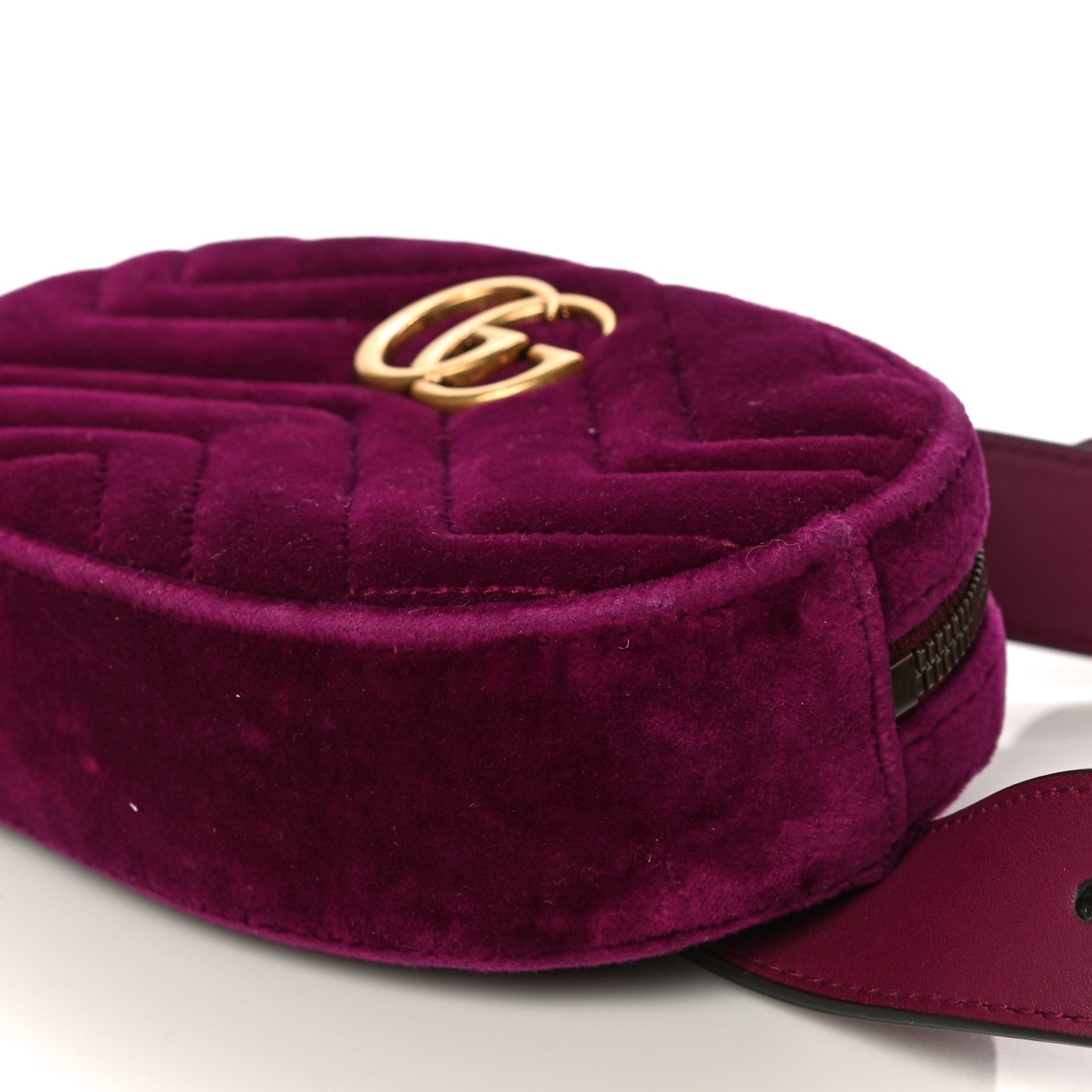 Gucci Velvet Matelasse GG Marmont Belt Bag 85 34 Fuchsia Violet Cyclamen 11 of 11