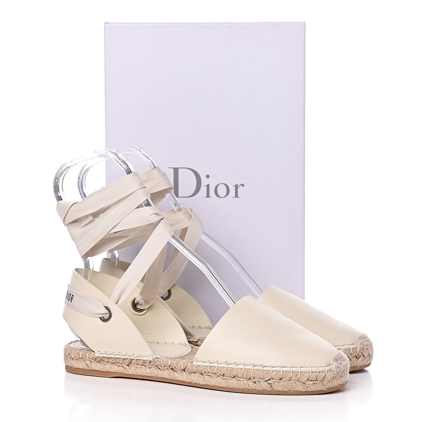Calfskin Nicely-D Ankle Tie Espadrilles Flats 41.5 Off White