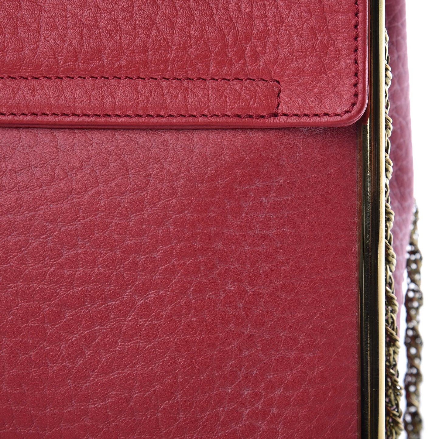Grained Calfskin Medium Sally Flap Bag Red