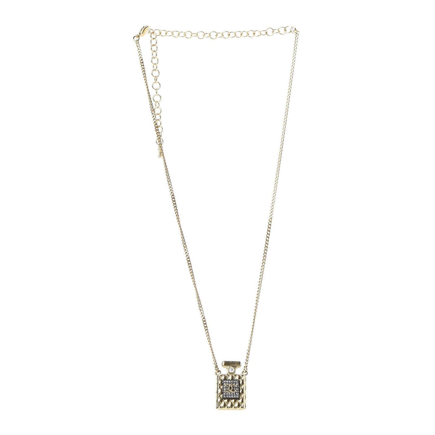 Crystal Pearl Perfume Bottle CC Necklace Gold
