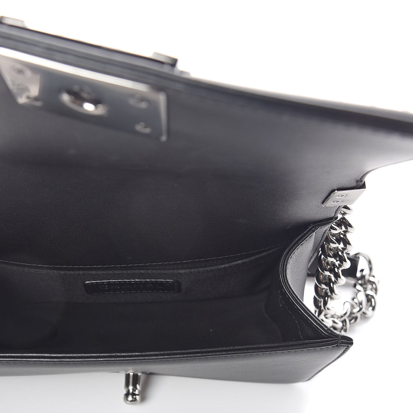 Calfskin Pearl Tweed Small Boy Flap Black