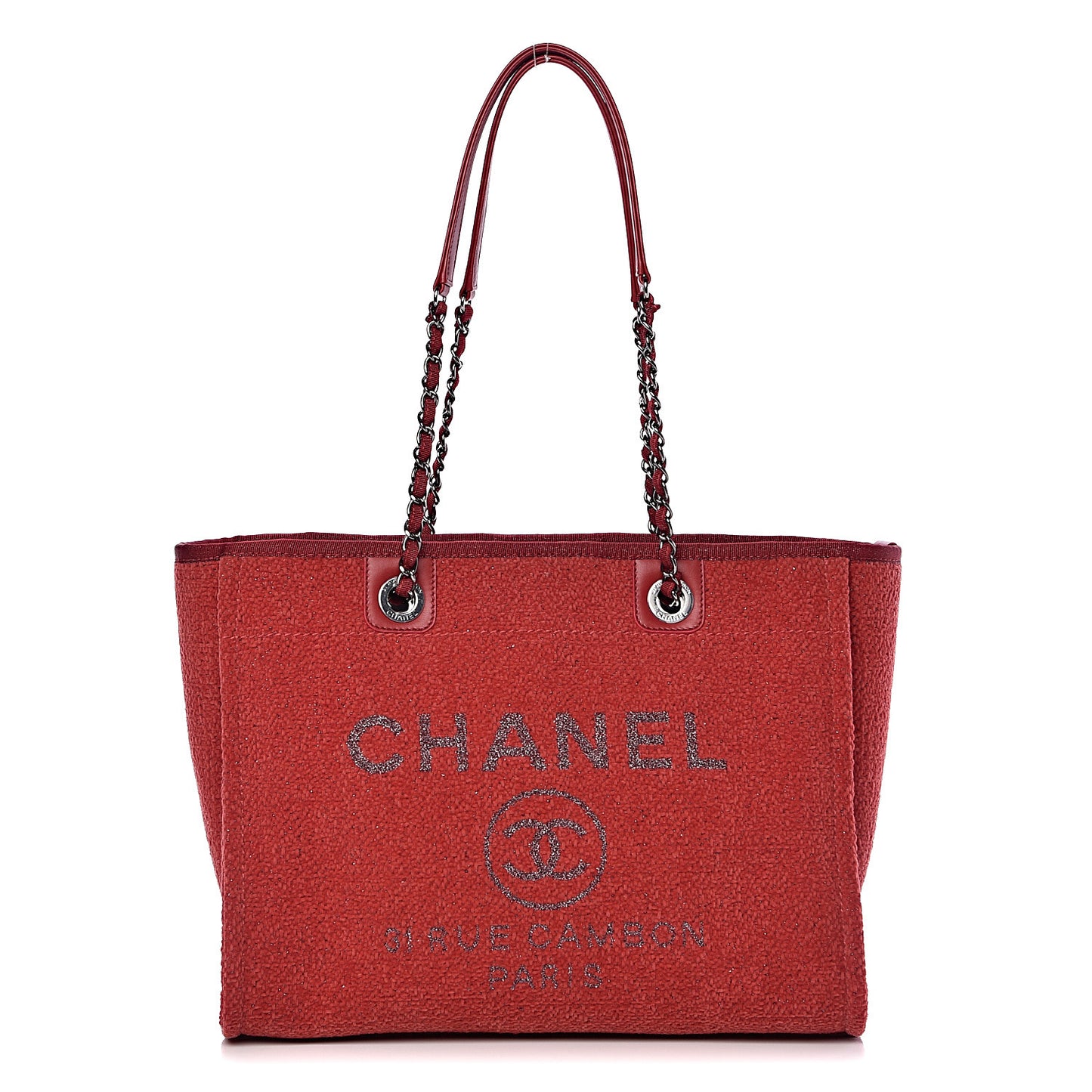 Lurex Boucle Small Deauville Tote Red