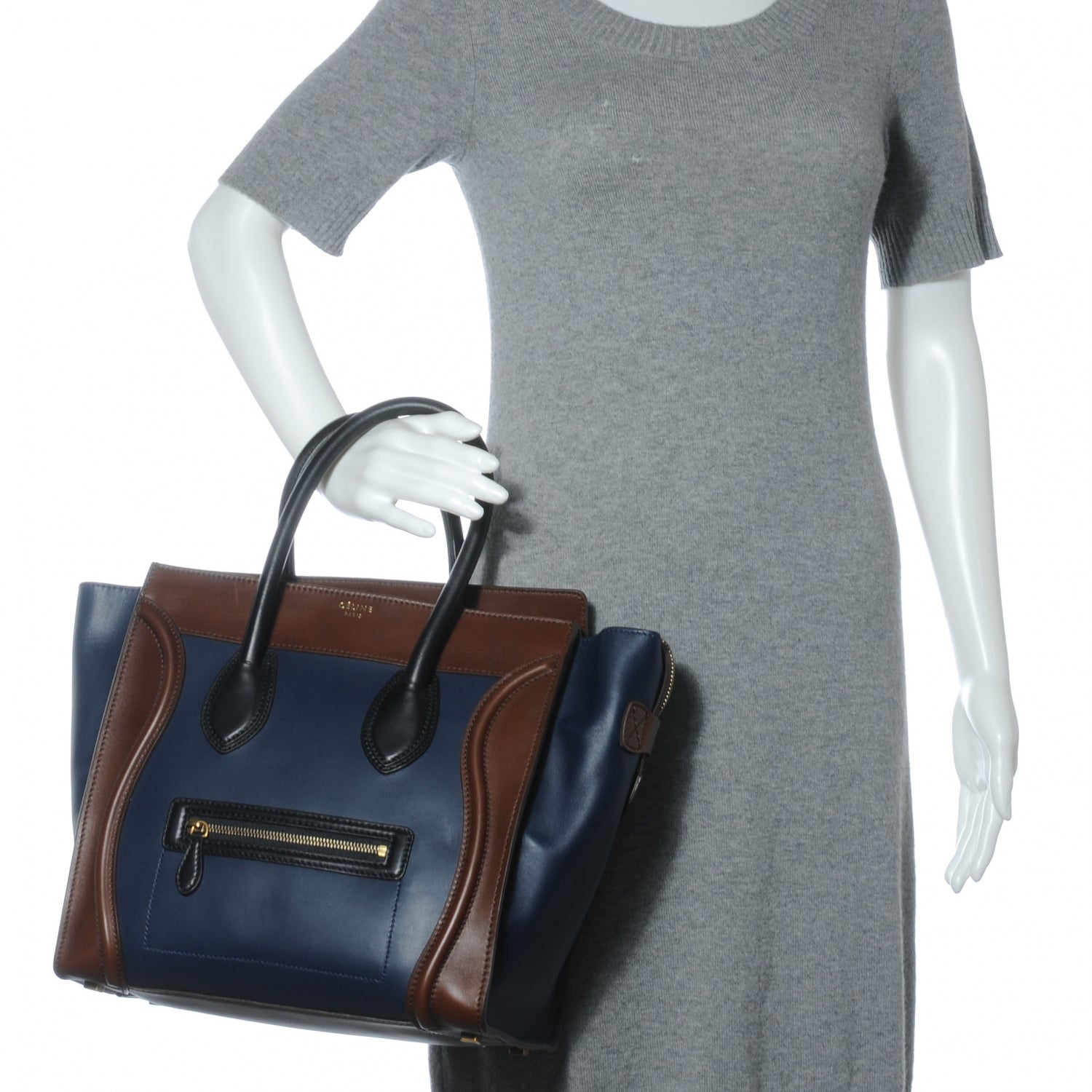 Celine Smooth Calfskin Mini Tri-Color Luggage Navy 2 of 8