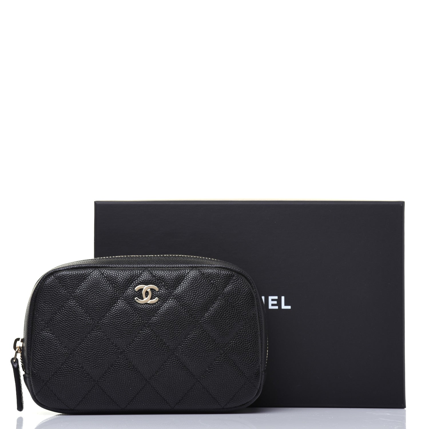 Chanel Caviar Quilted Small Curvy Pouch Cosmetic Case Black 11 of 11