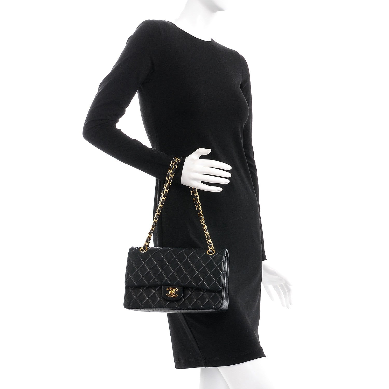 Chanel Lambskin Quilted Medium Double Flap Black 2 of 9