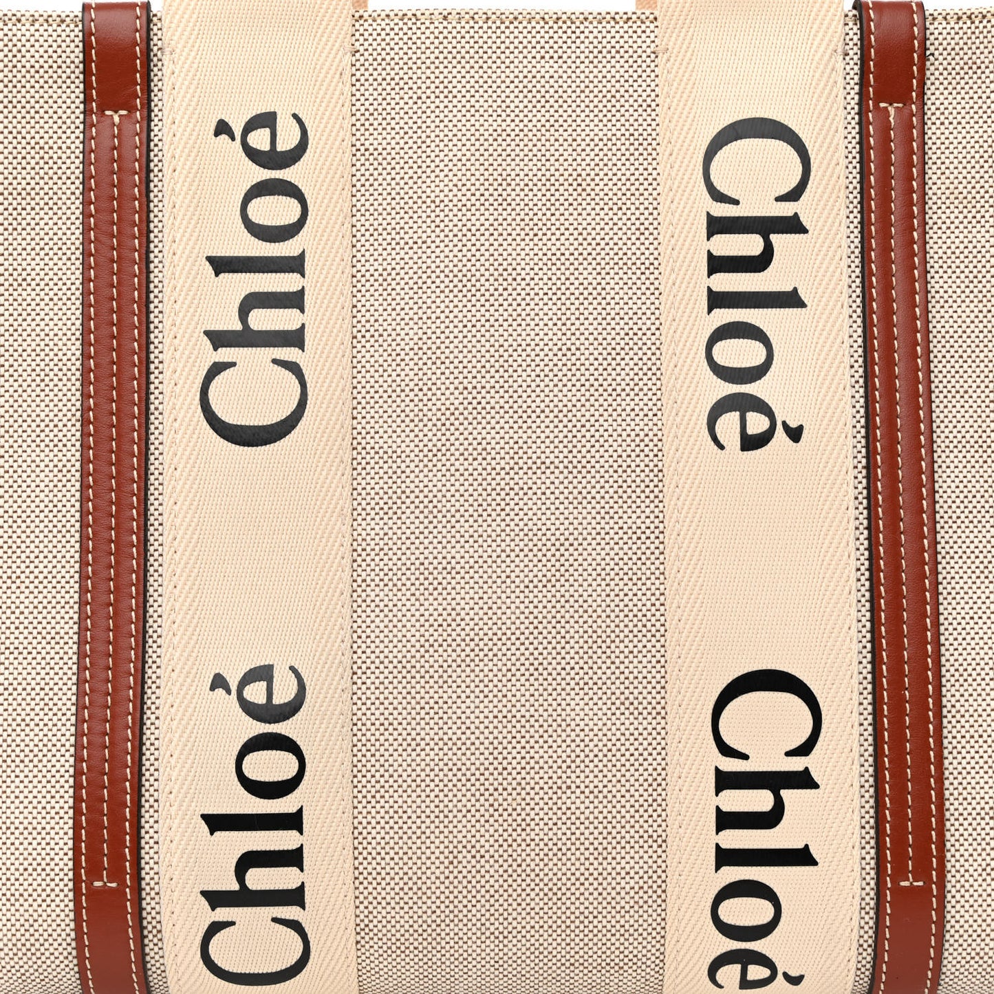 Cotton Calfskin Medium Woody Ribbon Tote White Brown