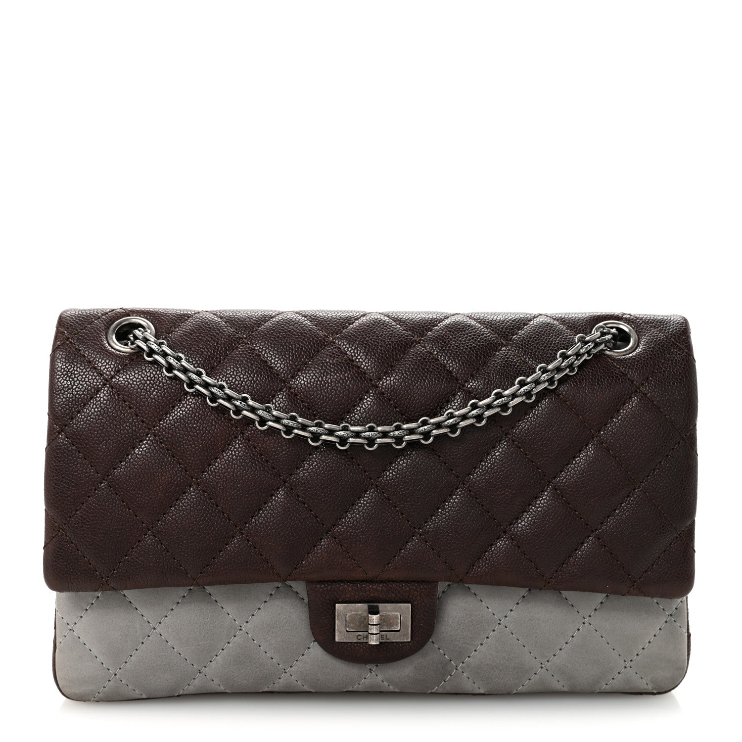 Chanel Caviar Iridescent Calfskin Quilted 2.55 Reissue 226 Flap Brown Grey 1 of 11