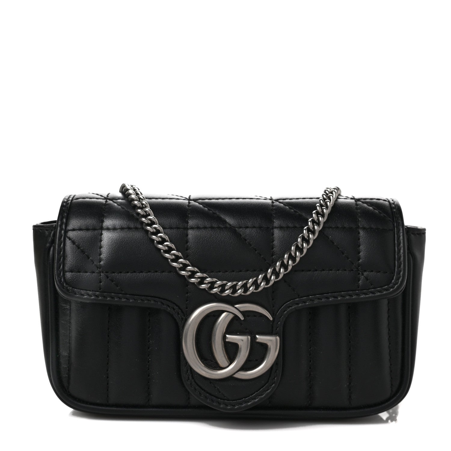 Gucci Calfskin Matelasse Aria Super Mini GG Marmont Shoulder Bag Black 1 of 10