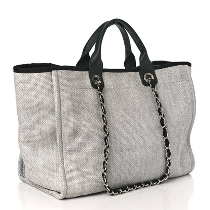 Chanel Woven Straw Raffia Medium Deauville Tote Grey 3 of 9