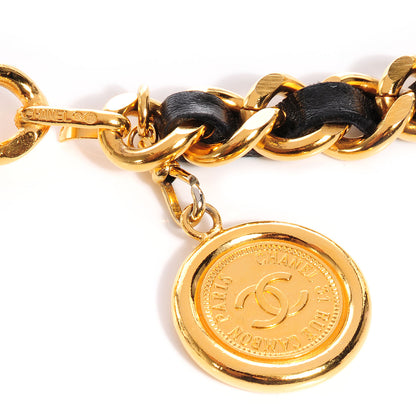 Chanel Leather Chain 31 Rue Cambon Medallion Belt Gold Black 4 of 6