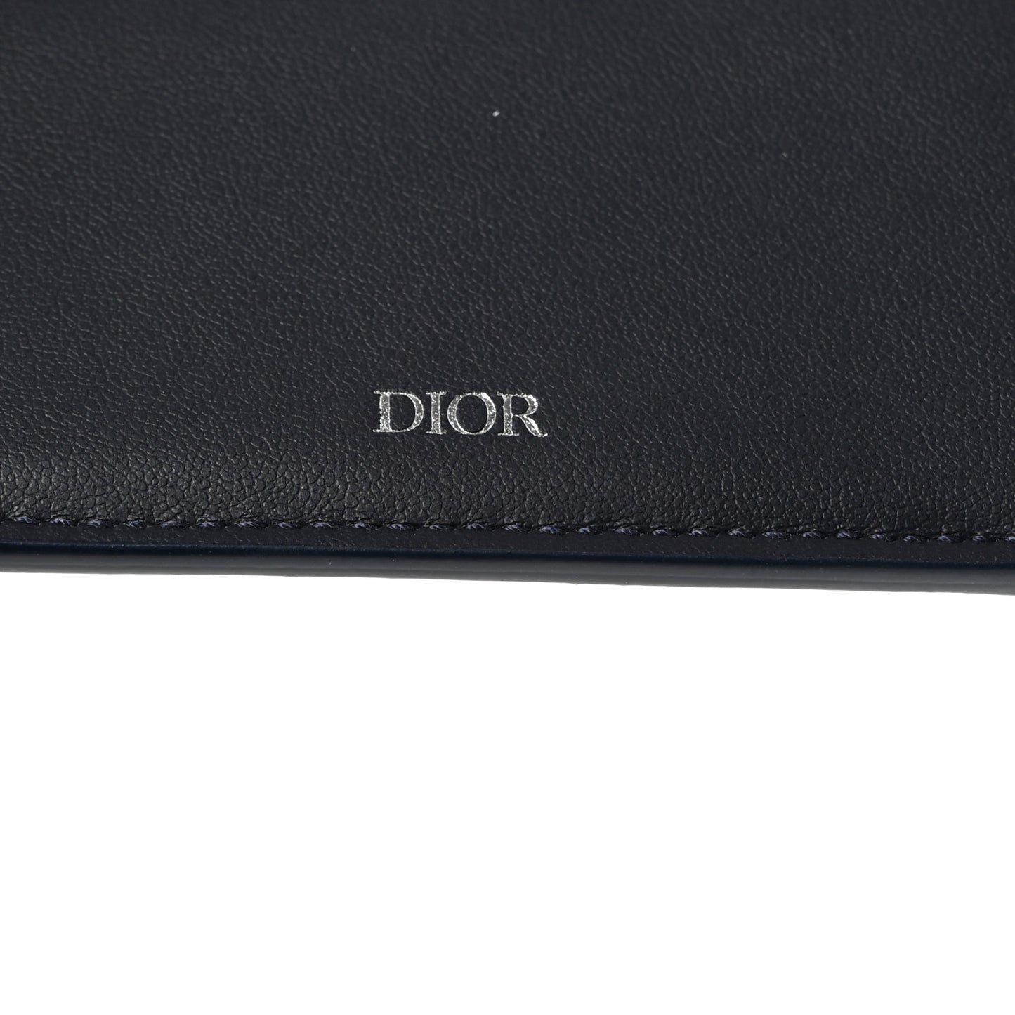 Coated Canvas Calfskin CD Diamond Bifold Wallet Navy