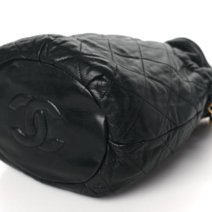 Chanel Lambskin Quilted Mini Drawstring Bucket Bag Black 11 of 12