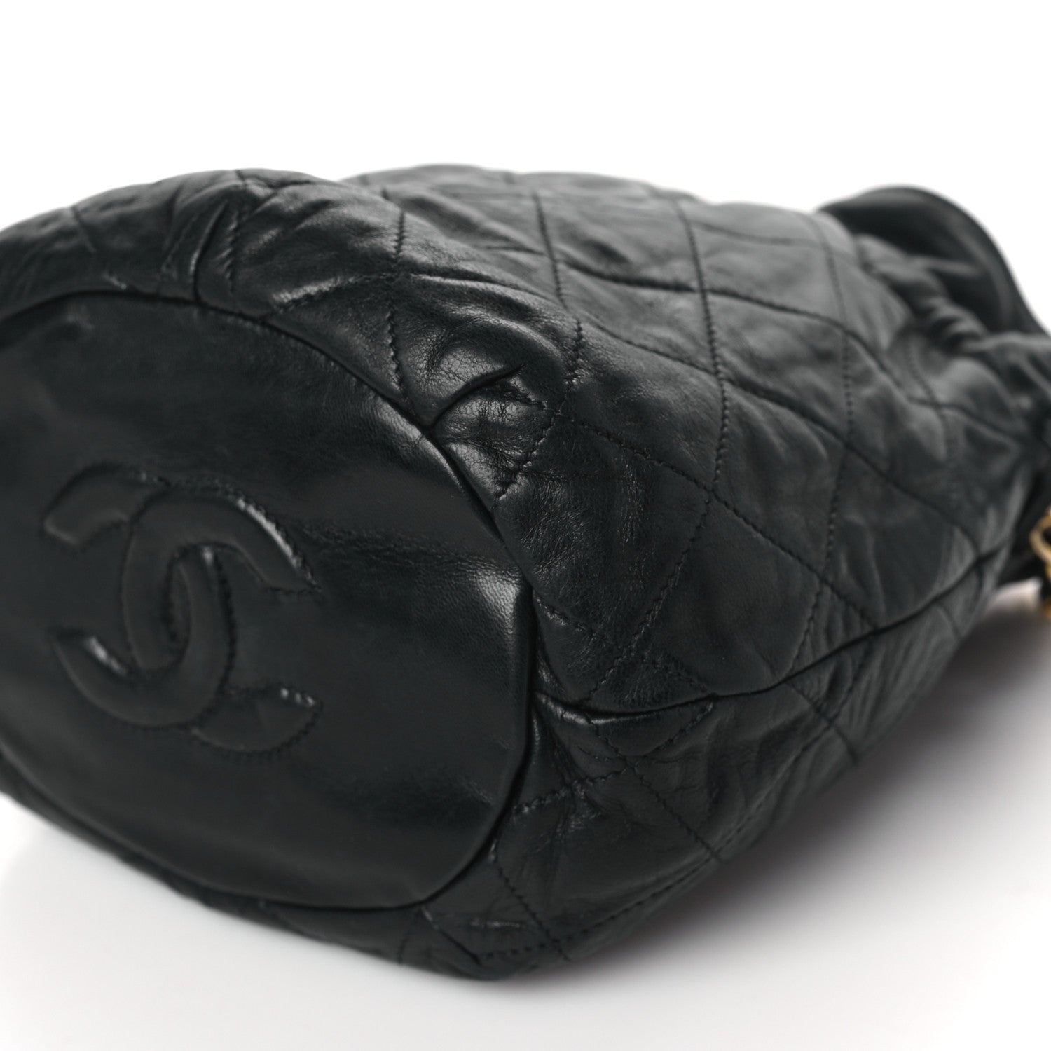 Chanel Lambskin Quilted Mini Drawstring Bucket Bag Black 11 of 12