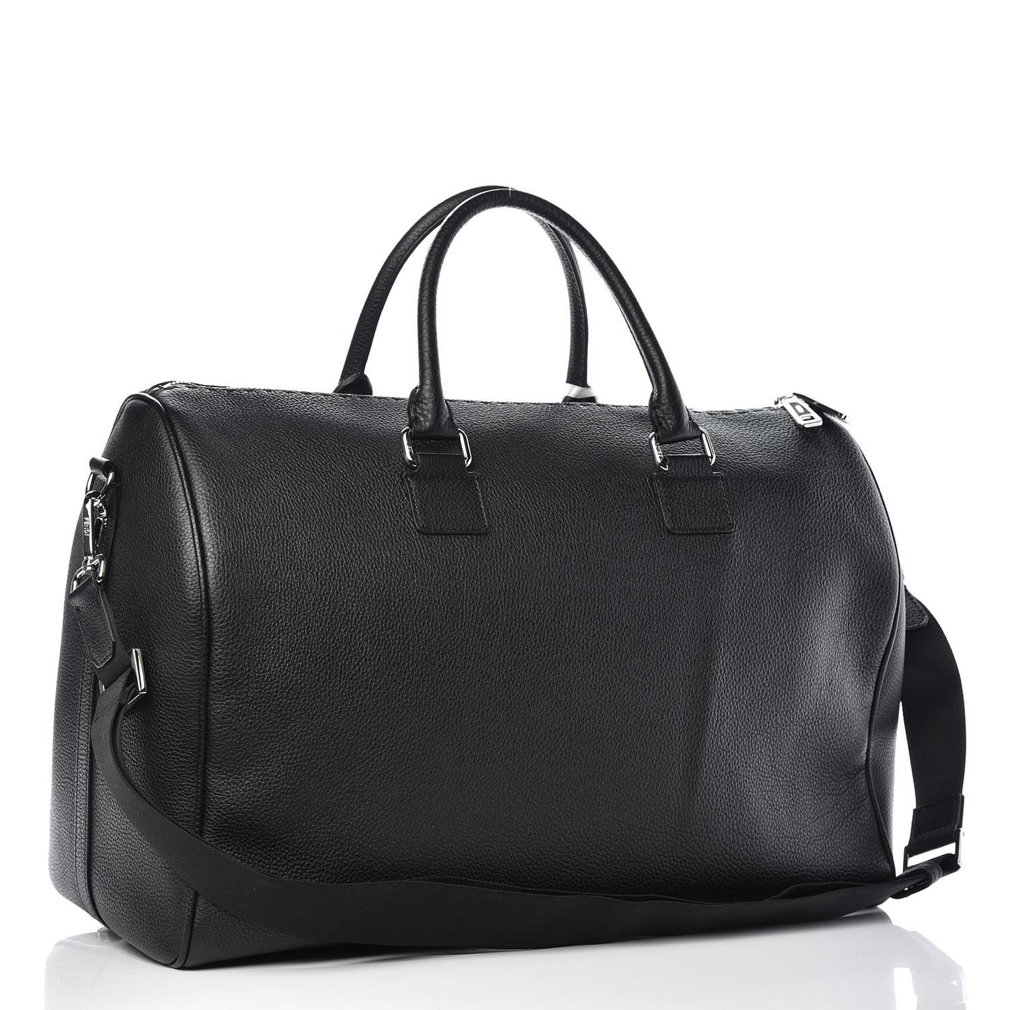 Cuoio Romano Selleria Fendi Stamp Patch Holdall Bag Black Grigio
