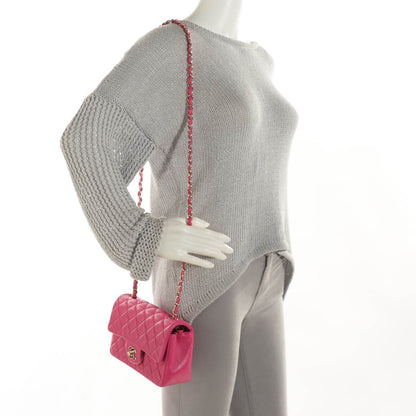 Chanel Lambskin Quilted Mini Rectangular Flap Fuchsia 2 of 9