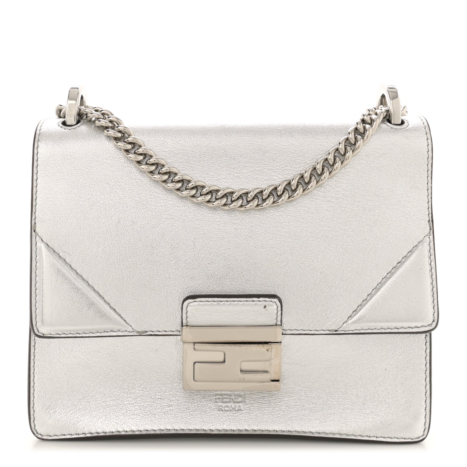 Fendi Agnello Old Shine Small Kan U Shoulder Bag Silver 1 of 15